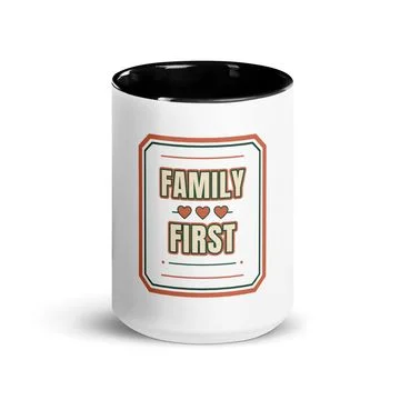 Family First Linked Hearts - Ceramic Mug - 15 oz