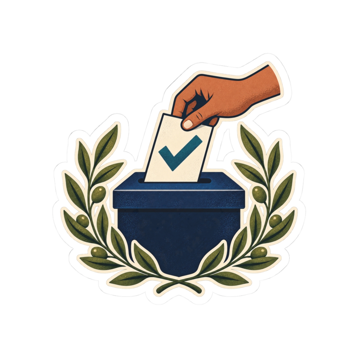 Civic Ballot and Olive Branches - Vinyl Sticker